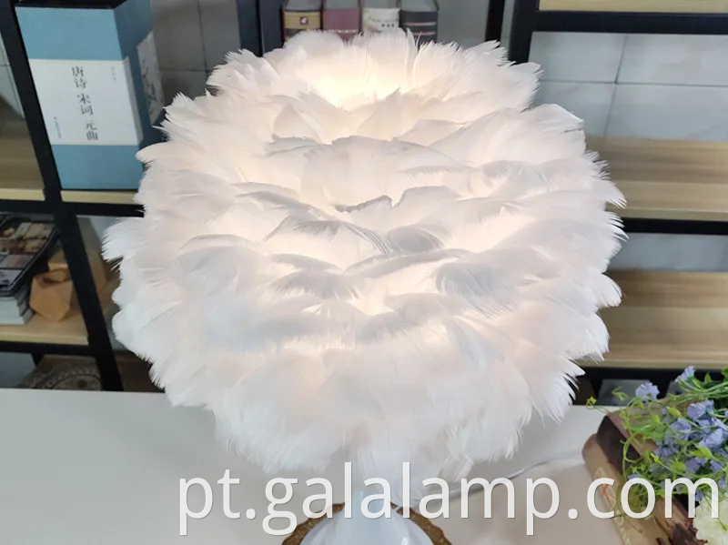 Lâmpada de mesa de penas, nórdico ins, decoração quente, bricolage